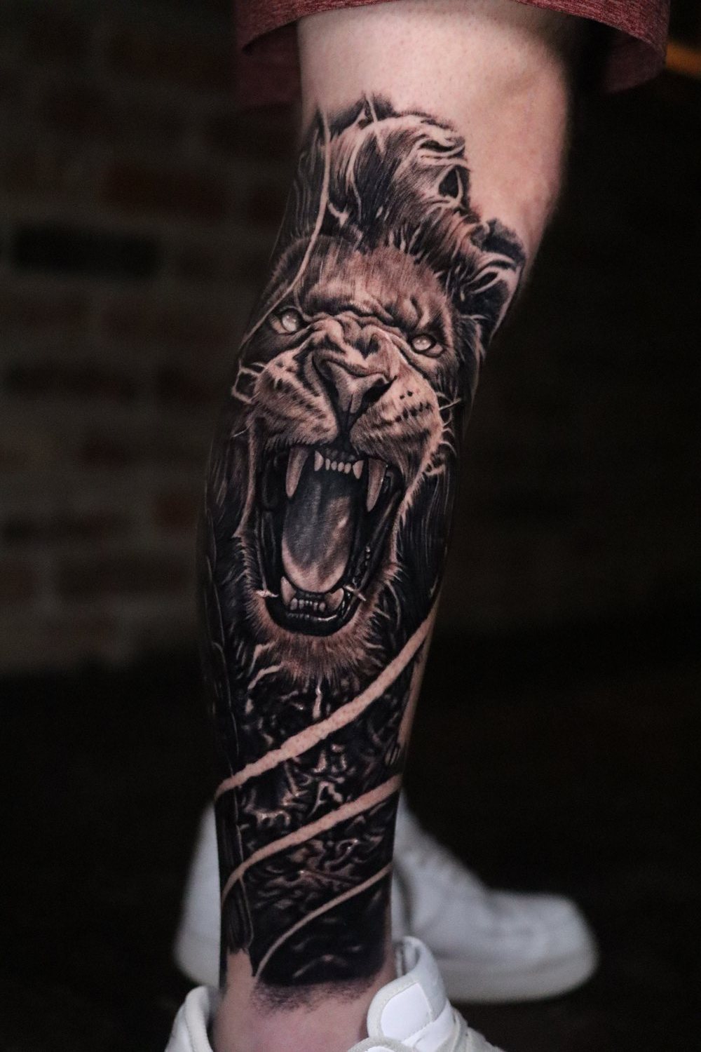 Black and grey lion sleeve